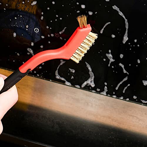 Wire Scratch Brush Set Soft Grip for Rust, Dirt & Paint Scrubbing with Deep Cleaning (18, 18PCS - Brass Wire) - style: 18PCS - Brass Wire