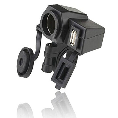 12V Car Charger Motorcycle Handlebar Clamp Charger Waterproof IP67 Charger Cigarette Lighter USB Power Port Outlet Socket Charger