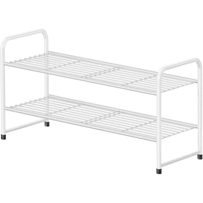 Simple Shoe Rack, 2 Tier Heavy Duty Metal Shoe Shelf 27 Inch Wide, White - color: White, size: 2 Tier(27 Inch)