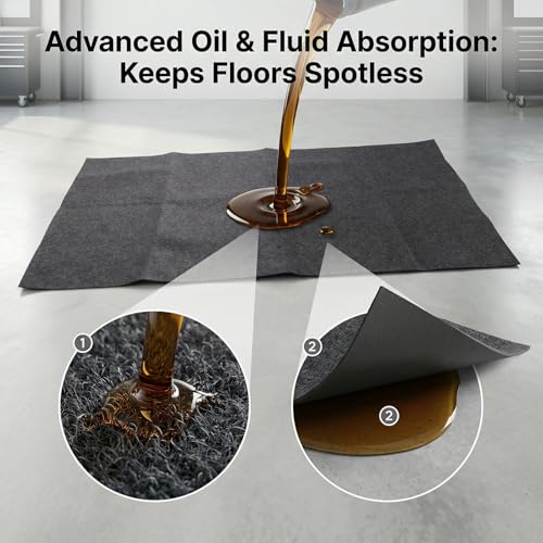 Oil Spill Mat for Under Car, Reusable Protect Garage Floor Mat, WaterproofBacking Oil Absorbent Pads Driveway Drip Pad for Motorcycle, 59x35.43in