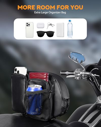 PBYMT Driver Rider Backrest Bag, Rider Backrest Organizer Bag, Driver Backrest Storage Bag Fit for Harley Touring CVO Road Glide Limited Street Glide Dyna Sportster Softail Tri Glide