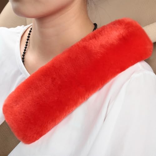 Soft & Cozy Australian Sheepskin Car Seat Belt Covers,2 Pack Fluffy Seatbelt Pads, Genunie Sheepskin Fur Shoulder Straps Cushions for Adults Kids Women and Men (Coral Haze) - color: Coral Haze