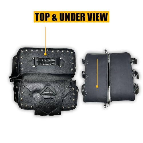 Motorcycle Saddlebags, 33L Large Capacity Saddle Bags Motorcycles, Genuine Leather Motorcycle Luggage Bag, Universal Motorcycle Throw Over Saddlebag, Black, HD-SAD551S