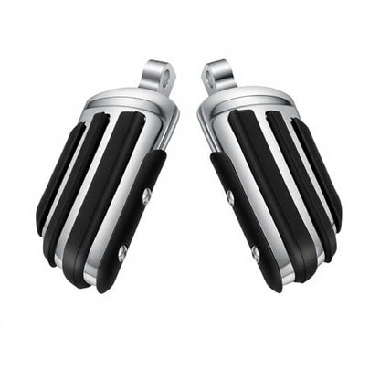 Motorcycle Footpegs 10mm Pilot Male Mount Style Footrests Fits for Harley Touring FLST Softail Dyna Sporster, Chrome#4 - color: Chrome#4
