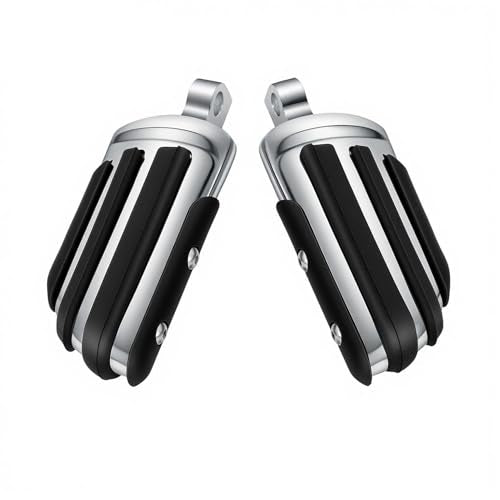 Motorcycle Footpegs 10mm Pilot Male Mount Style Footrests Fits for Harley Touring FLST Softail Dyna Sporster, Chrome#4 - color: Chrome#4