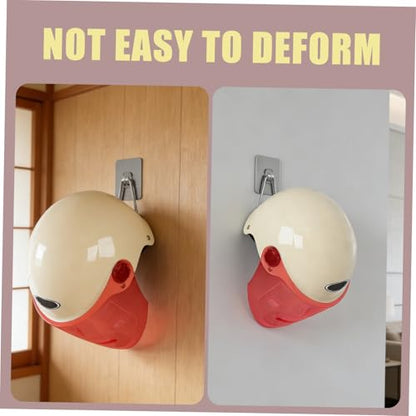 Unomor 3Pcs Motorcycle Helmet Wall Hook Self Adhesive Helmet Holder 6.29x3.11x9.21in No Drill Metal Hanger Wall Mount for Garage Storage Coats Hats