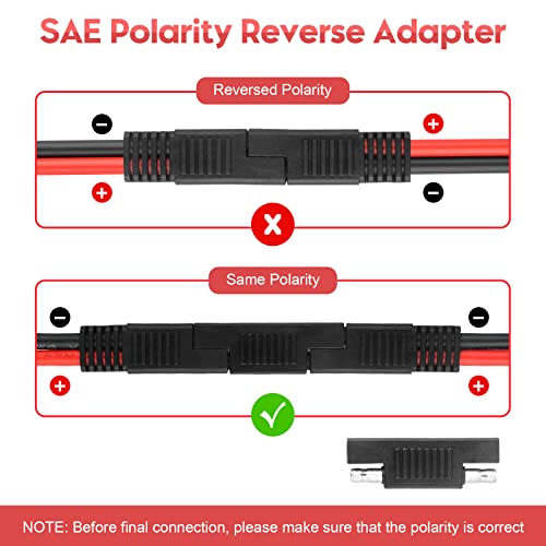 12AWG SAE Y Splitter Cable 1 to 4 Way SAE Extension Cord,2FT | With SAE Polarity Reverse Adapter, Quick Disconnect Automotive DC Power Wire,For Vehicle RV Motorcycle Solar Battery Transfer - size: 12AWG without Fuse