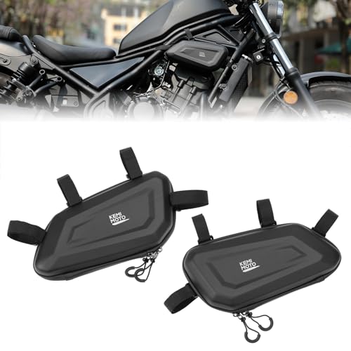 KEMIMOTO Motorcycle Side Bag, EVA Hard Shell Tool Bags Compatible with Rebel 300 500 (2017-2026) - Universal Motorcycle Saddlebag Side Frame-Mounted and Rear Storage 2.5L*2 - style: Eva-1 Pair