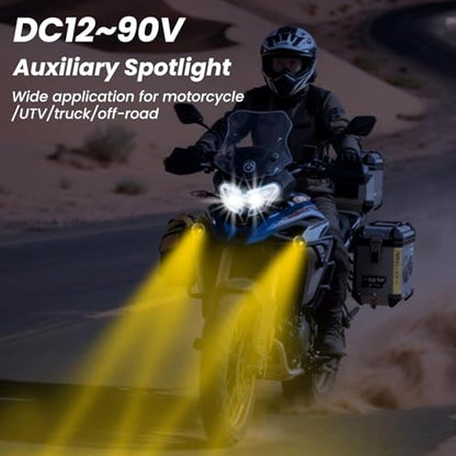 1PCS Alien-Style Motorcycle Auxiliary Lights, Motorcycle Healights Driving Light with High/Low Beam Mode, 30W DC12V-90V, ATV Led Lights, Led Spot Light for Truck ATV UTV Dirtbike Ebike - style: 1PCS High Beam-White&Low Beam-White