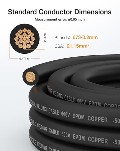4 Gauge Wire Battery Cable, 4 AWG EPDM Welding Cable with Oxygen-Free Copper, Flexible/High Conductivity for Solar, Automotive, Battery, Inverter, RV, Marine (5 ft Red + 5 ft Black) - color: 4awg, size: 5ft