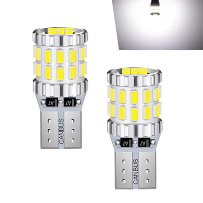 2 PCS T10 LED License Plate Light Bulbs, 3014-30SMD Super Bright 360 Degree Lights for Wide/Reading/Instrument, Universal for Most Cars, Trucks, SUVs (White#2402) - color: White#2402