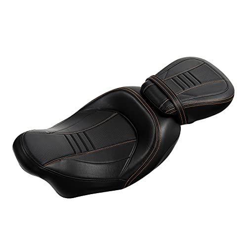 SLMOTO Motorcycle Front Rear Seat Detachable Motorcycle Driver & Passenger Motorcycle Seat Fit for Harley Touring Road King Special FLHRXS Black Orange - color: StyleA Brwon Seat