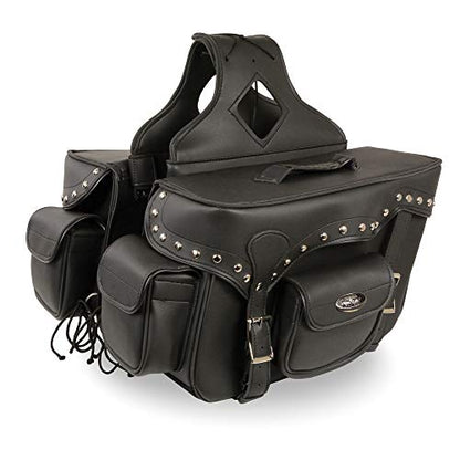 Milwaukee Performance Double Strap Black Pvc Throw Over Motorcycle Saddlebags (Studded)
