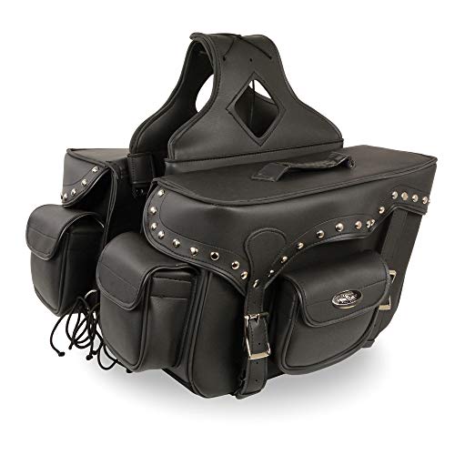 Milwaukee Performance Double Strap Black Pvc Throw Over Motorcycle Saddlebags (Studded)