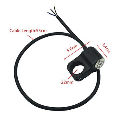 Rayana 7/8" 22mm Motorcycle Handlebar Switch Waterproof for Hazard Light, Fog Light, Head Light Latching Push Button Switch