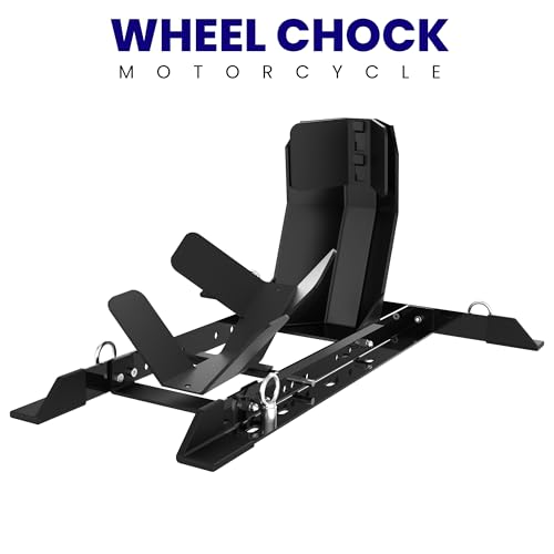 GRAND PITSTOP Universal Wheel Chock for Motorcycle Stand for Trailer Completely Adjustable Detachable Foldable Wheel Chock (Black)