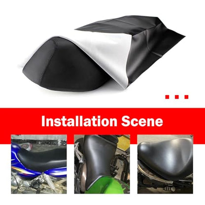Motorcycle Seat Cover, Waterproof Sun Resistant Seat Protector, High-elasticity Anti-scratch PVC Leather Cover, DIY Modification Accessory for ATV Scooter Moped Mini Bike (Black)