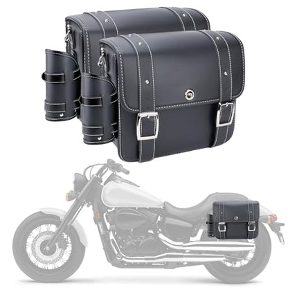 20L Motorcycle Saddlebags Water-Resistant Storage for Harley Sportster Softail Dyna Honda Shadow, Quick-Attach Remove Design with Bottle Bags, Universal Fit Large Capacity Luggage Bags (Black)