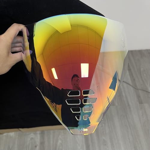 YMTSGEA Airflite Helmet Visor Replacement for IC-06.Motorcycle Helmet Shield Windshield Sunshield PC Lens UV Protection Compatible with Airflite IC-06 (Revo Clear Red) - color: Revo Clear Red