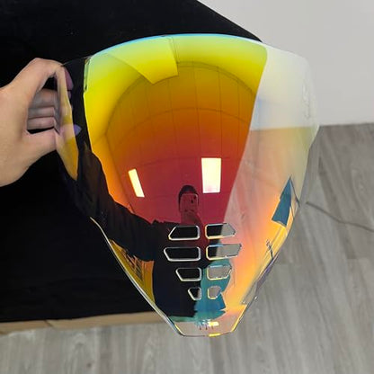 YMTSGEA Airflite Helmet Visor Replacement for IC-06.Motorcycle Helmet Shield Windshield Sunshield PC Lens UV Protection Compatible with Airflite IC-06 (Revo Clear Red) - color: Revo Clear Red
