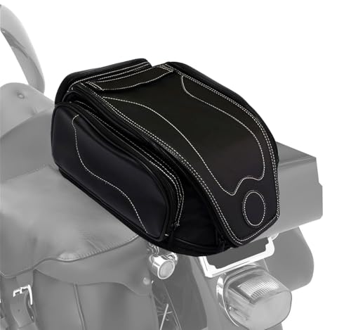 MZS Motorcycle Tail Bag, 26L Expandable Motorcycle Travel Luggage Bag, Rack Trunk Helmet Rear Seat Storage Compatible with Sportster Road King Electra Street Glide Softail Dyna Rebel Vulcan Shadow - size: 26L