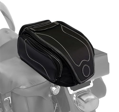 MZS Motorcycle Tail Bag, 26L Expandable Motorcycle Travel Luggage Bag, Rack Trunk Helmet Rear Seat Storage Compatible with Sportster Road King Electra Street Glide Softail Dyna Rebel Vulcan Shadow - size: 26L