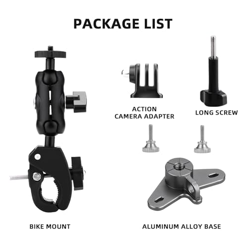Bike Holder Mount Adapter for DJI RC 2/ RC Controller,360° Dual Ball Head Motorcycle Handlebar Holder Clamp for DJI Mini 4 Pro/Mini 3 Pro/Air 3/Mavic 3 Pro Smart Remote Controller, Black