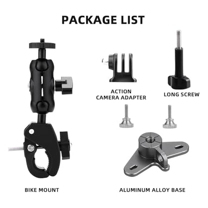 Bike Holder Mount Adapter for DJI RC 2/ RC Controller,360° Dual Ball Head Motorcycle Handlebar Holder Clamp for DJI Mini 4 Pro/Mini 3 Pro/Air 3/Mavic 3 Pro Smart Remote Controller, Black