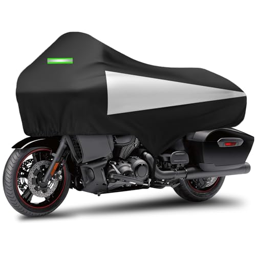 Motorcycle Half Cover with Elastic Hook and Reflective Strip Waterproof Dustproof Sunproof at All Seasons Suitable for Touring Models Road King Street Glide Road Glide and More (Black&Silver) - color: Black&Silver