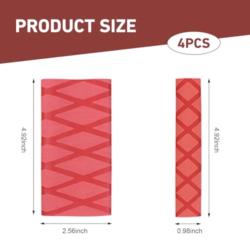 4 PCS Motorcycle Heat Shrink Grip Sleeves, Grid Pattern 2 Handlebar and 2 Brake Handlebar Cover, Rubber Anti-Slip Comfortable Grip Cover, Heating Tight Fit Protective Sleeve (Red) - color: Red