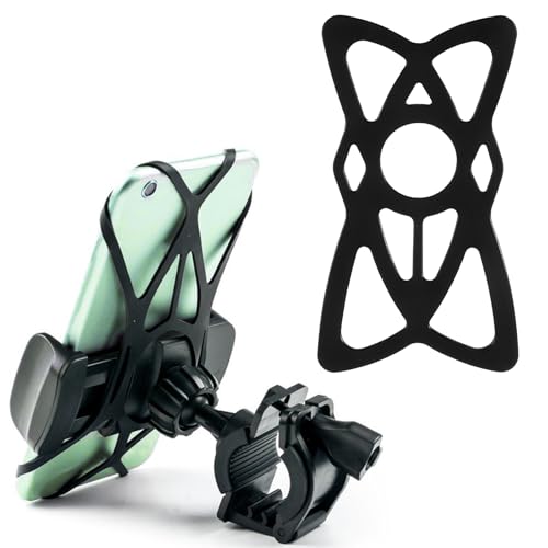 Rubber Phone Holder, 6 Pack Motorcycle Phone Mount Tether Ultra-Stable Bike Bands Compatible Bicycle Phone Mount for Scooter Bike Bicycle Motorcycle Handlebar (Black)