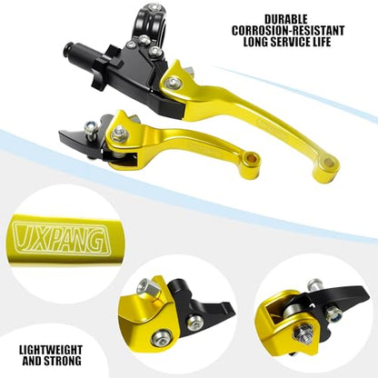 7/8inch 22mm Universal Motorcycle Clutch Brake Lever Folding Levers for 50/110/125/140/150cc Dirt Pit Bike SSR RFZ 125 DBX18/19 Xpro Coolster Thumpstar Baja Apollo (Gold) - color: Gold