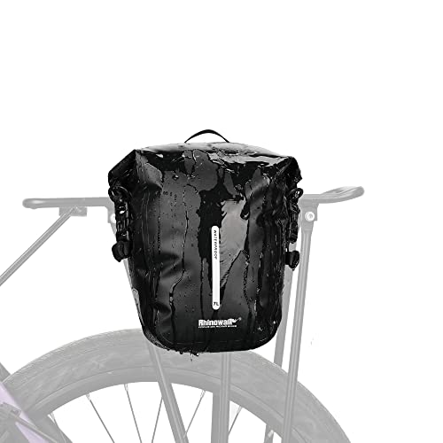Rhinowalk Bike Pannier Bag 7L Waterproof Bicycle Rear Rack Bag With Shoulder Strap for Touring Cycling - color: Black