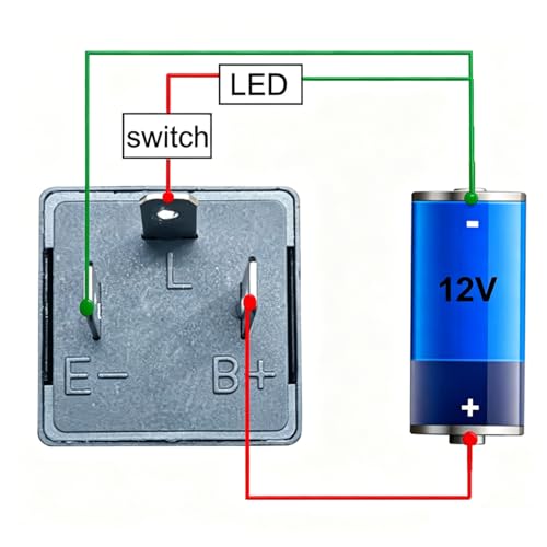 Gebildet 2 pieces 12V 3 Pin Electronic LED Flasher Relay 0.1W-150W c/m Motorcycle Turn Signal Adjustable Flasher CF-14KT, comes with 6pcs Terminals - color: Black-12v