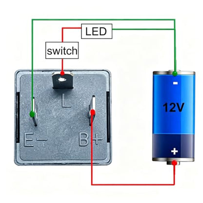 Gebildet 2 pieces 12V 3 Pin Electronic LED Flasher Relay 0.1W-150W c/m Motorcycle Turn Signal Adjustable Flasher CF-14KT, comes with 6pcs Terminals - color: Black-12v
