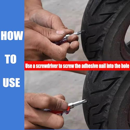30PCS Tire Repair Rubber Nail, Vacuum Tire Repair Kits Spiral Rubber Nails, with Box and Screwdriver, for car, Motorcycle, Truck, Tractor Tire Puncture Repair
