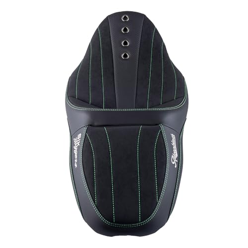 Advanblack SIK Baggers Touring Seat with Custom Stitching for 2009–2023 Harley Road Glide, Street Glide, Road King & Electra Glide，Gel-Lab Cushion, Synthetic Suede, No Backrest Slot (Green Stitching) - color: Green Stitching