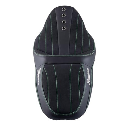 Advanblack SIK Baggers Touring Seat with Custom Stitching for 2009–2023 Harley Road Glide, Street Glide, Road King & Electra Glide，Gel-Lab Cushion, Synthetic Suede, No Backrest Slot (Green Stitching) - color: Green Stitching