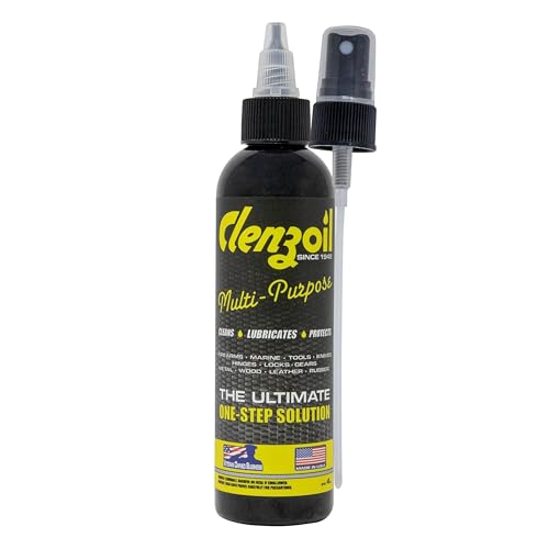 Clenzoil Multi-Purpose CLP Lubricant - 3-in-1 Oil - for Garage Door, Bike Chain, Guns & More - Bicycle & Motorcycle Use - Dropper & Spray Bottle - 4 oz