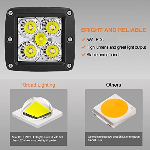 LED Pods, RFROAD LIGHTING 2pcs 3" 100W Super Bright LED Driving Lights LED Cube Lights Spot Square Work Lights for Truck Offroad ATV UTV SUV Car Boat - size: 3 Inch White Spot Light