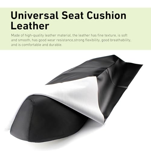 Motorcycle Seat Cover, 39.37" x 27.56" Leather Elastic Scooter Seat Cover Replaced, Universal DIY Seat Protector for Motorcycle, Scooter or Electric Vehicle (Black)