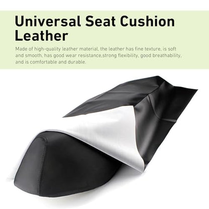 Motorcycle Seat Cover, 39.37" x 27.56" Leather Elastic Scooter Seat Cover Replaced, Universal DIY Seat Protector for Motorcycle, Scooter or Electric Vehicle (Black)