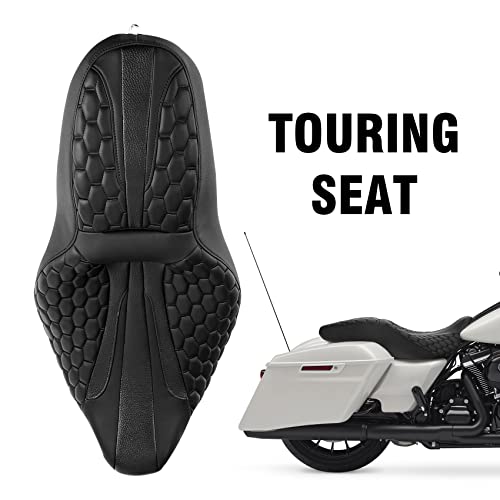 C.C. RIDER Octogon Highway 2-up Motorcycle Seat Driver Passenger Touring Seat for Harley Davison Electra Glide Classic Street Glide Road Glide 2009-2023 - color: Seat-Black