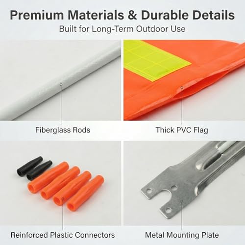 Bike Safety Flag with Pole, 2Sets 6-Foot Adjustable Bike Flag with Bicycle Mounting Bracket, Fiberglass Safety Flags for Cycling, Bicycles, Trailers, Wheelchairs