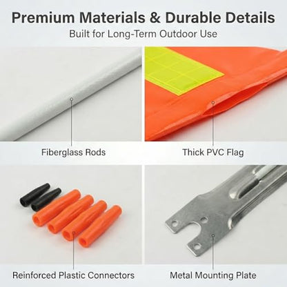 Bike Safety Flag with Pole, 2Sets 6-Foot Adjustable Bike Flag with Bicycle Mounting Bracket, Fiberglass Safety Flags for Cycling, Bicycles, Trailers, Wheelchairs