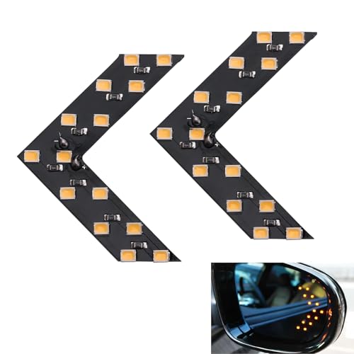 2PCS 14-SMD Hidden Arrow LED Rearview Mirror Turn Signal, Universal Sequential Warning Light for Cars Motorcycles Trucks, Concealed Auto Marker Clearance Indicator (Yellow) - color: Yellow