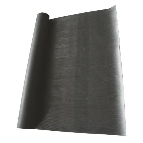 Rubber-Cal Fine Rib Corrugated Rubber Floor Mat - 1/8" x 3ft x 8ft Black - size: 96"L x 36"W x 0.1"Th