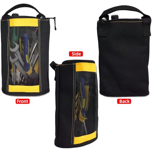 MELOTOUGH Canvas Zipper Tool Pouch Zipper Bag -Fastener bag with Mesh Window and Hanging Grommets 2 pack - color: Yellow color