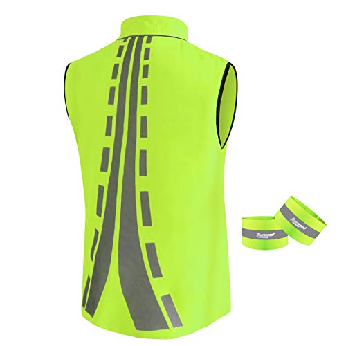 High Visibility Cycling Vest Reflective Vest for Night Running Jogging Biking with 2 Reflective Safety Bands (Green, XL) - color: Green, size: X-Large