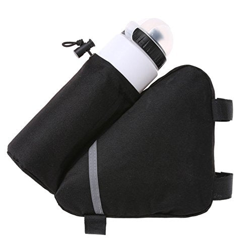 Bike Frame Bag,Bike Bag and Water Bottle Holder, Bicycle Triangle Bag for MTB Road Bike,Cycling Bike Accessories - color: Black